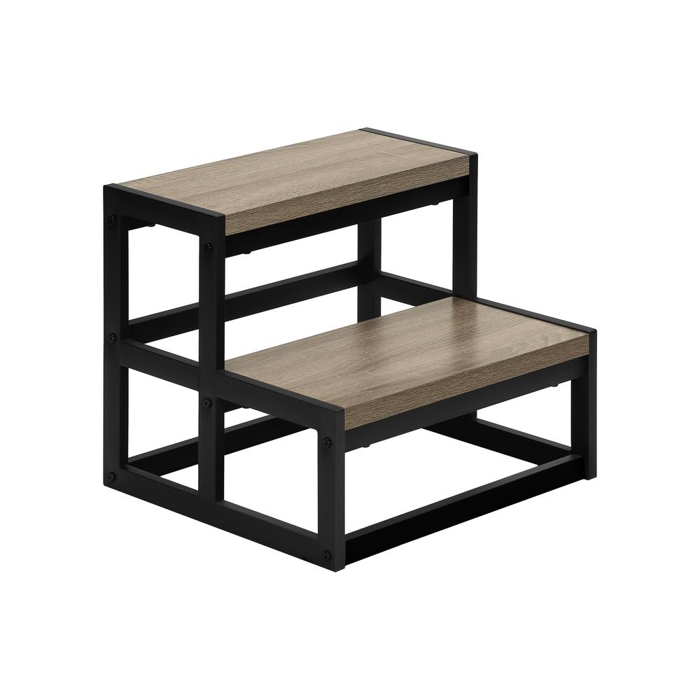 Riva - Ladder Step Stool Bedroom Kitchen Black Metal Dark Taupe Laminate
