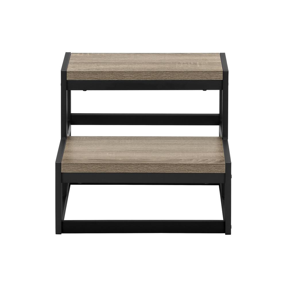 Riva - Ladder Step Stool Bedroom Kitchen Black Metal Dark Taupe Laminate