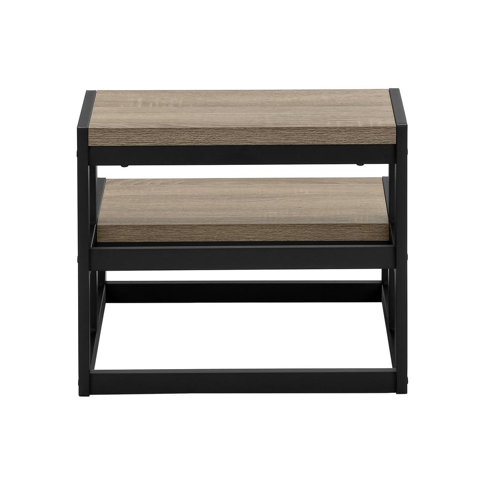 Riva - Ladder Step Stool Bedroom Kitchen Black Metal Dark Taupe Laminate