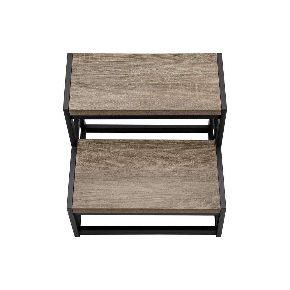 Riva - Ladder Step Stool Bedroom Kitchen Black Metal Dark Taupe Laminate