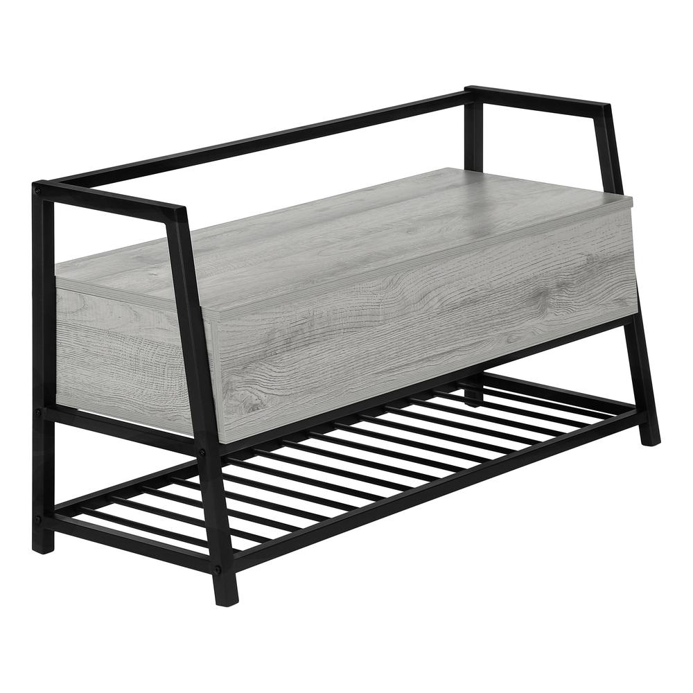 Laima - Bench Entryway Hallway Storage 42" Rectangular Grey Laminate Black Metal