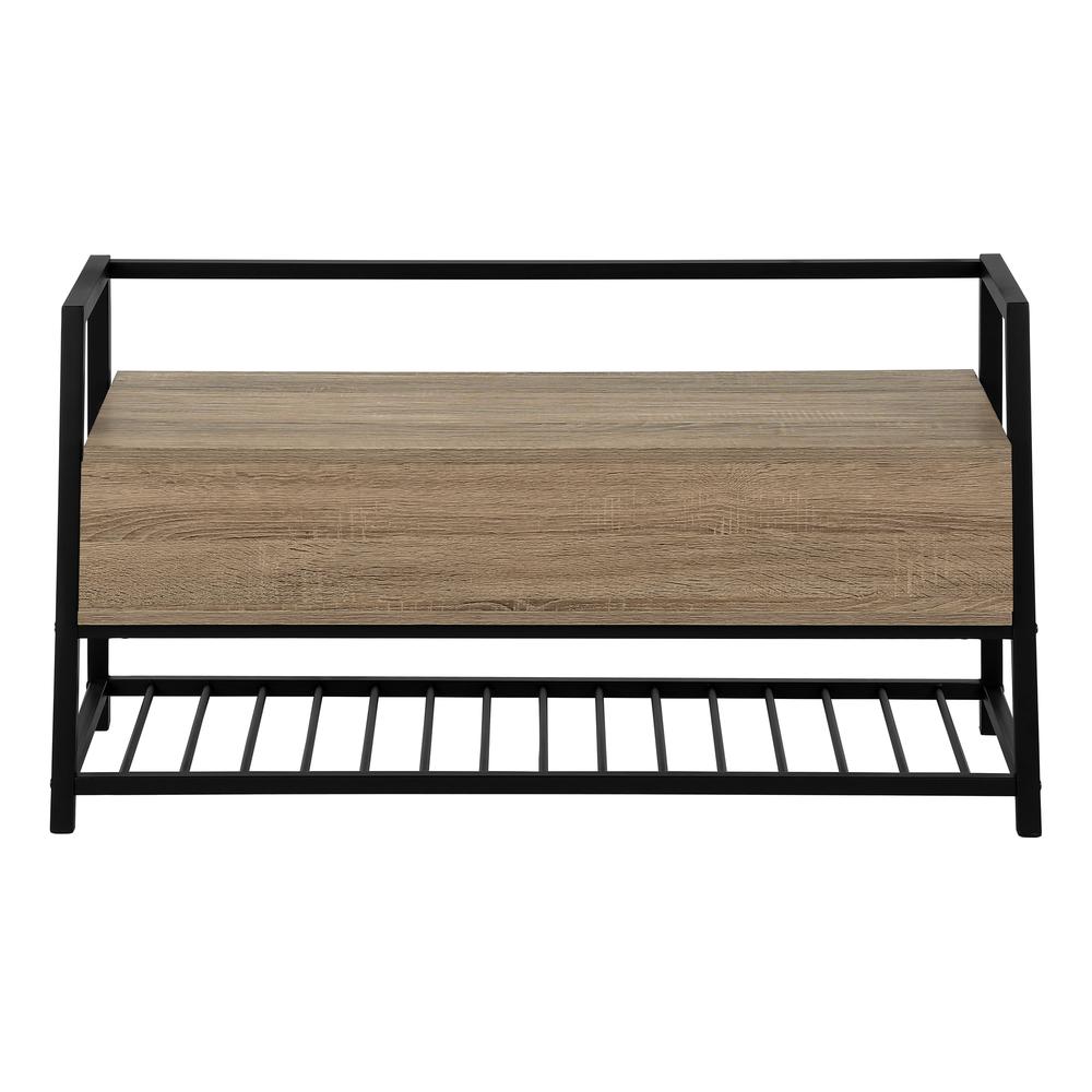 Verna - Bench Entryway Hallway Storage 42" Rectangular Brown Laminate Black Metal