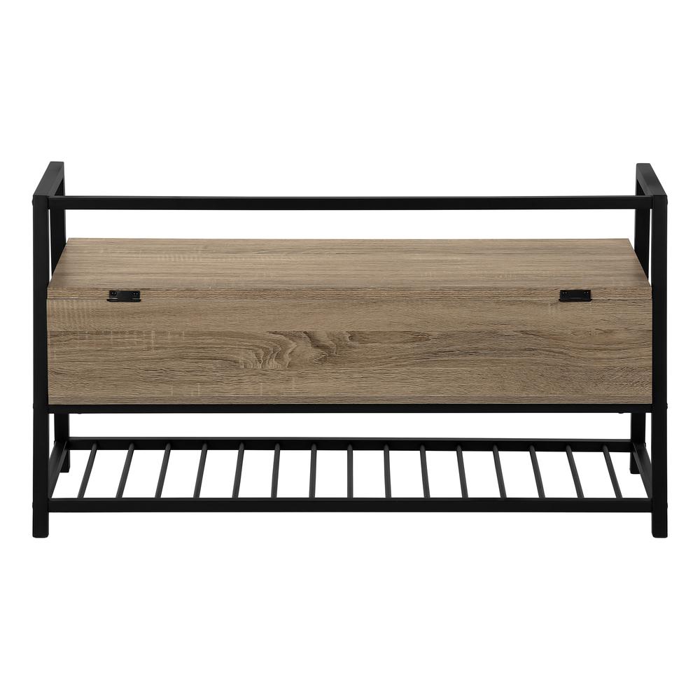 Verna - Bench Entryway Hallway Storage 42" Rectangular Brown Laminate Black Metal