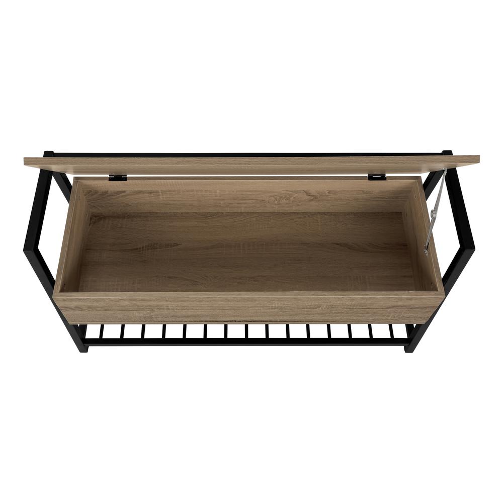 Verna - Bench Entryway Hallway Storage 42" Rectangular Brown Laminate Black Metal