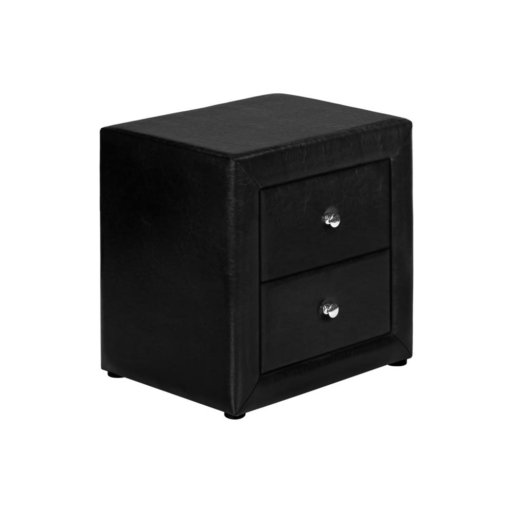 Odille - Nightstand Nightstand End Side Lamp Storage Drawer Bedroom Upholstered Black