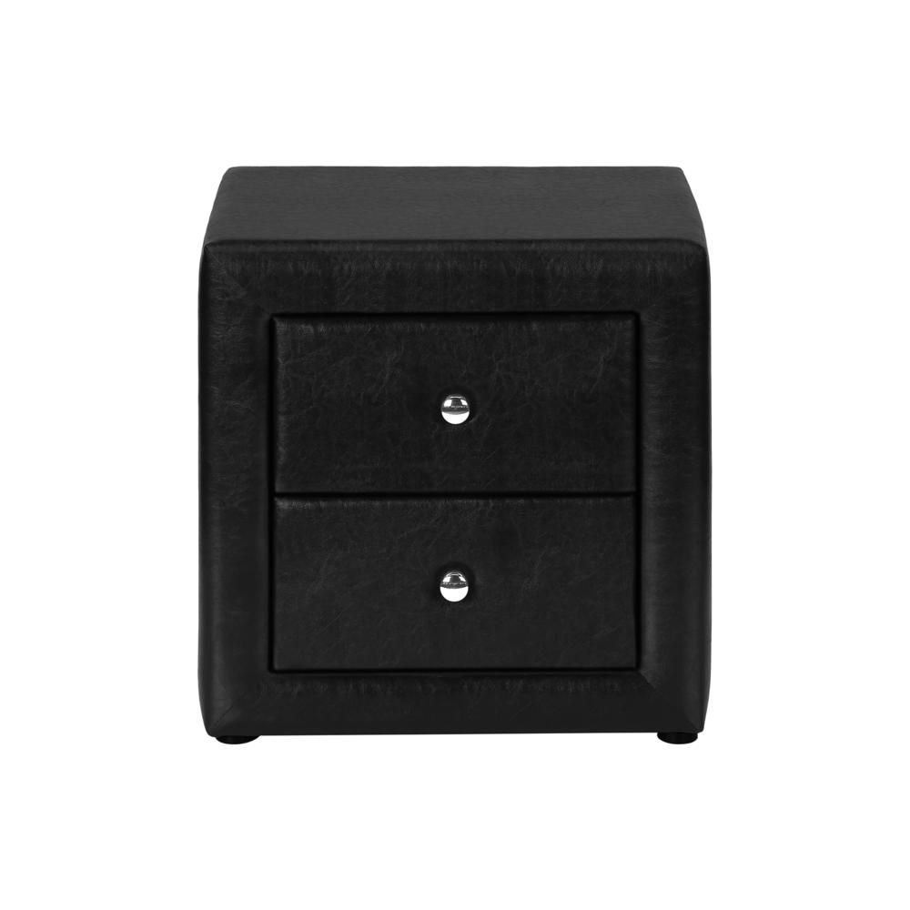 Odille - Nightstand Nightstand End Side Lamp Storage Drawer Bedroom Upholstered Black