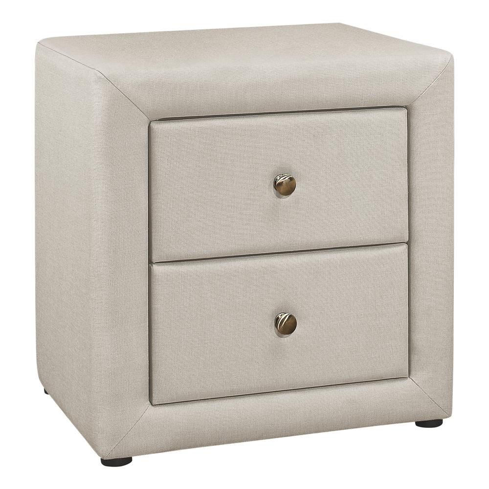 Alke - Nightstand Nightstand End Side Lamp Storage Drawer Bedroom Upholstered Beige