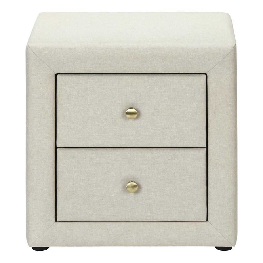 Alke - Nightstand Nightstand End Side Lamp Storage Drawer Bedroom Upholstered Beige