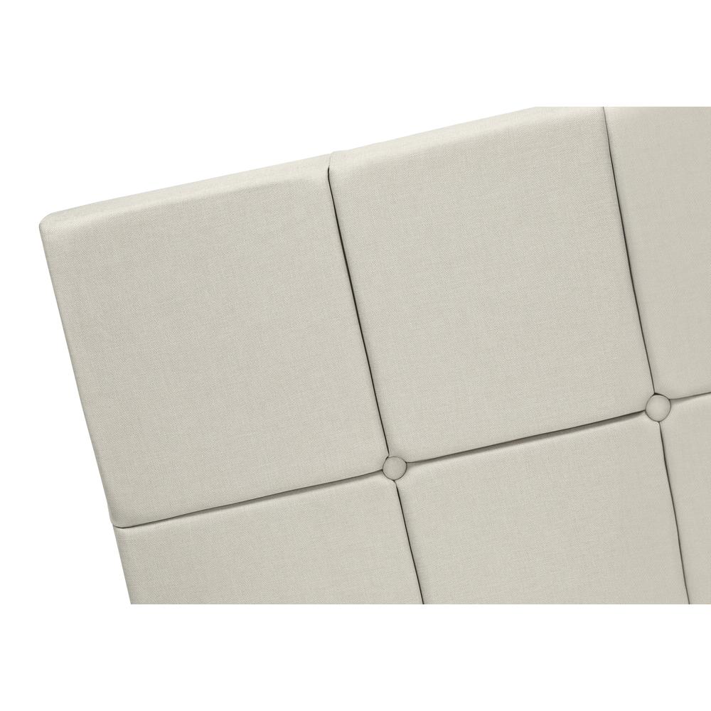 Camilla Sierra Collection Queen Beige Upholstered Bed – Modern Style with Linen Look & Black Wood Legs