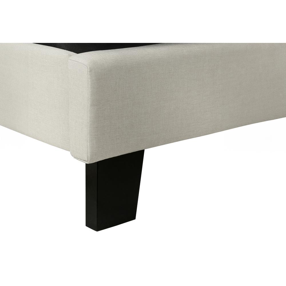 Camilla Sierra Collection Queen Beige Upholstered Bed – Modern Style with Linen Look & Black Wood Legs