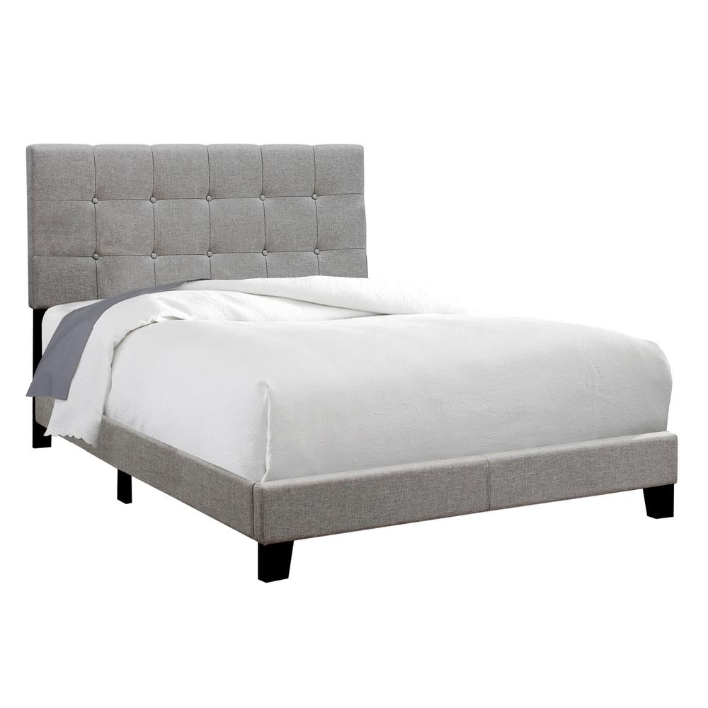 Confer UrbanRest Full Size Upholstered Bed in Grey Linen – Modern Low Profile with Black Legs