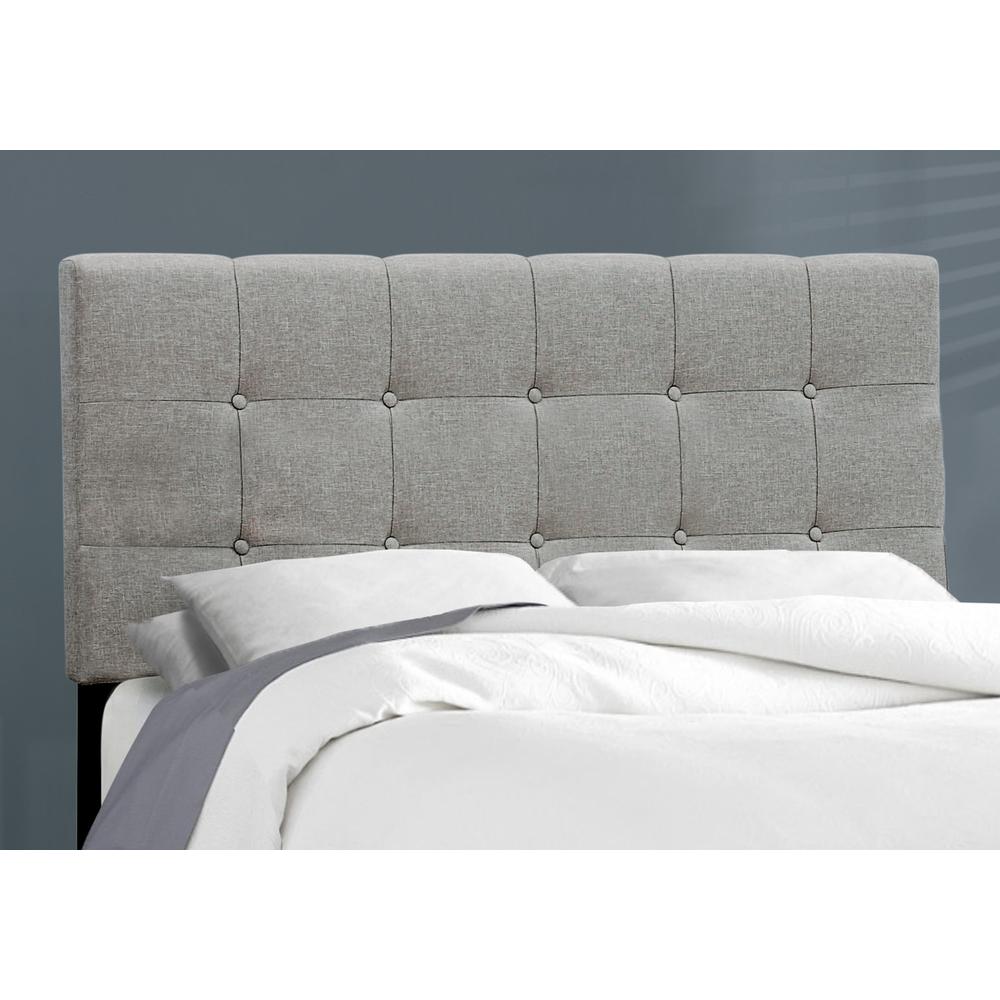 Confer UrbanRest Full Size Upholstered Bed in Grey Linen – Modern Low Profile with Black Legs