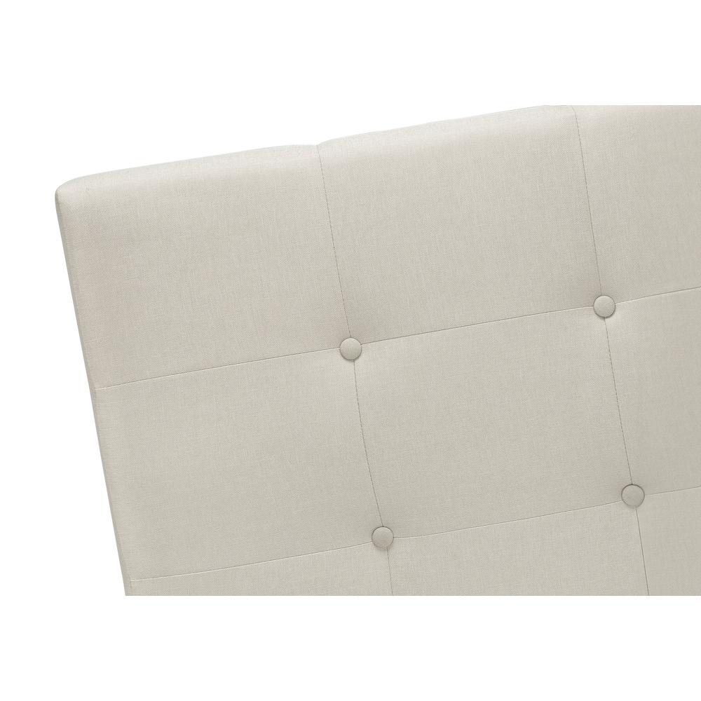 Marina Verona Upholstered Queen Bed in Beige Linen – Black Wood Legs, Contemporary Bedroom Style