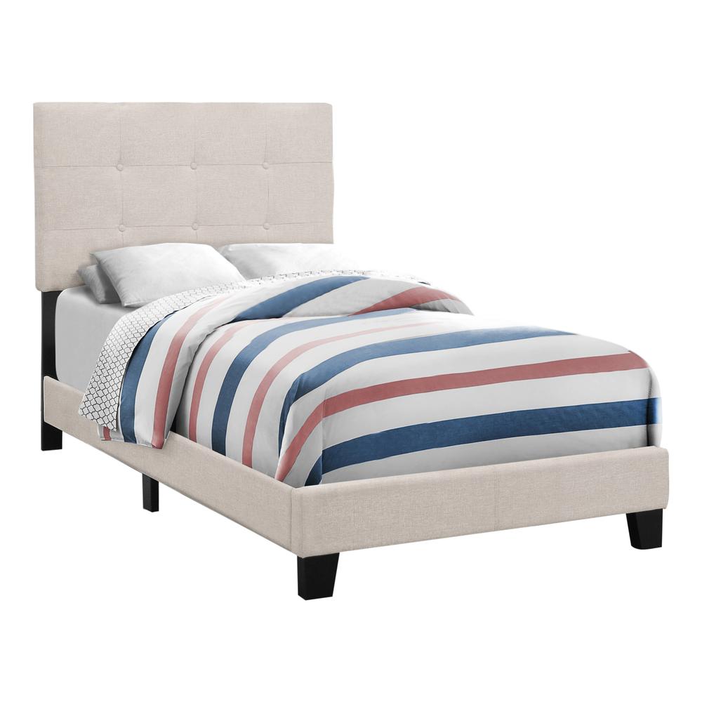 Attainment NovaLite Twin Beige Upholstered Bed Frame – Youth Bedroom Essential