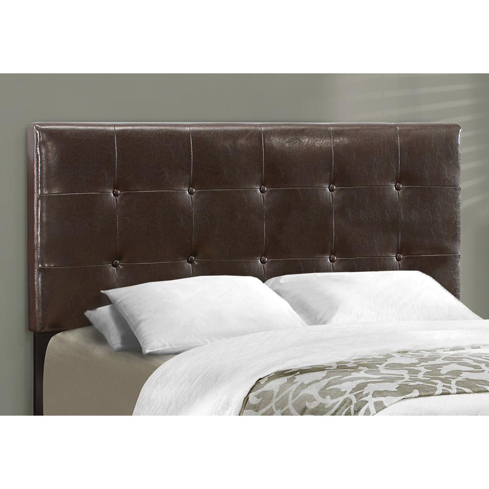Casper Siena Full Brown Leather-Look Upholstered Bed – Transitional Style with Black Wood Legs