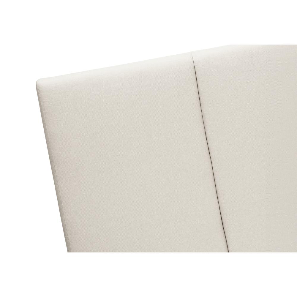 Tranquility Yeti Collection Queen Beige Linen Upholstered Bed – Minimalist Design with Black Wood Legs