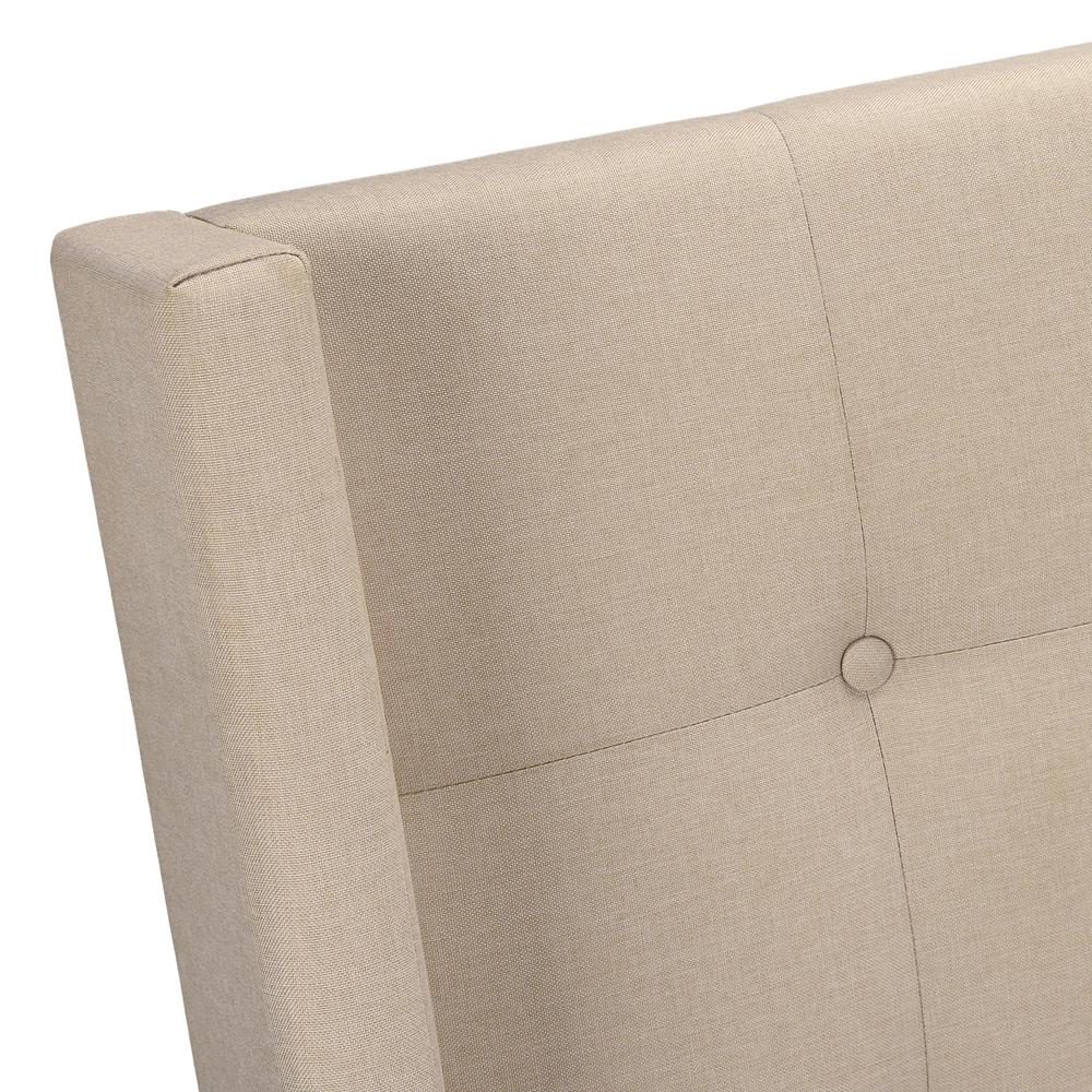 Newberry Cambria Queen Size Upholstered Bed Beige Linen – Sleek Chrome Frame Design