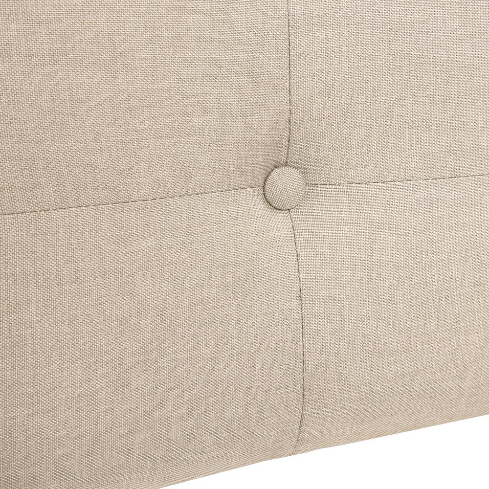 Newberry Cambria Queen Size Upholstered Bed Beige Linen – Sleek Chrome Frame Design