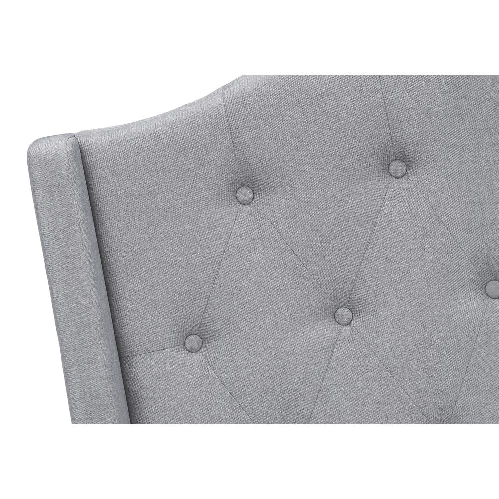 Winchester Cambridge Queen Grey Linen Upholstered Bed – Modern Chrome Legs & Low Profile