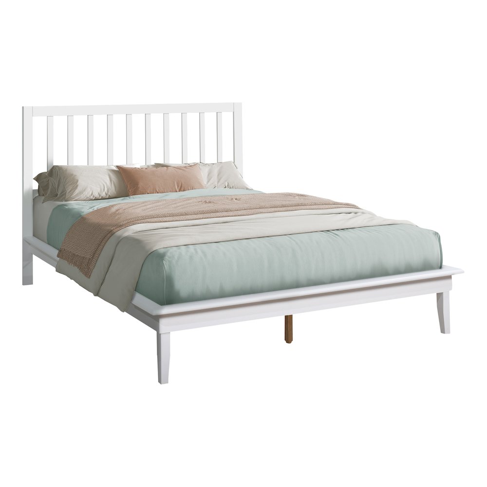 Klara - Bed Platform Bed Queen Size Frame Only Bedroom White Wood