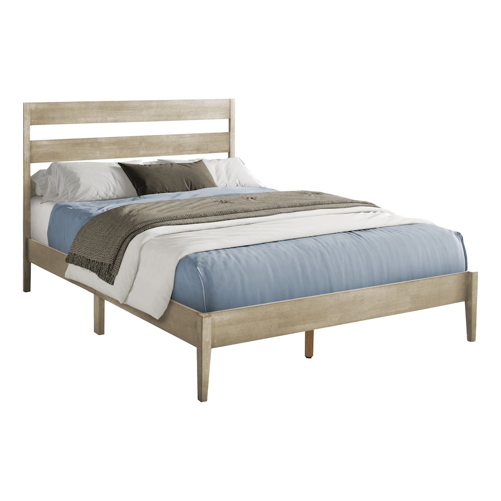 Hiro - Bed Queen Size Frame Only Platform Bed Bedroom Grey Wood