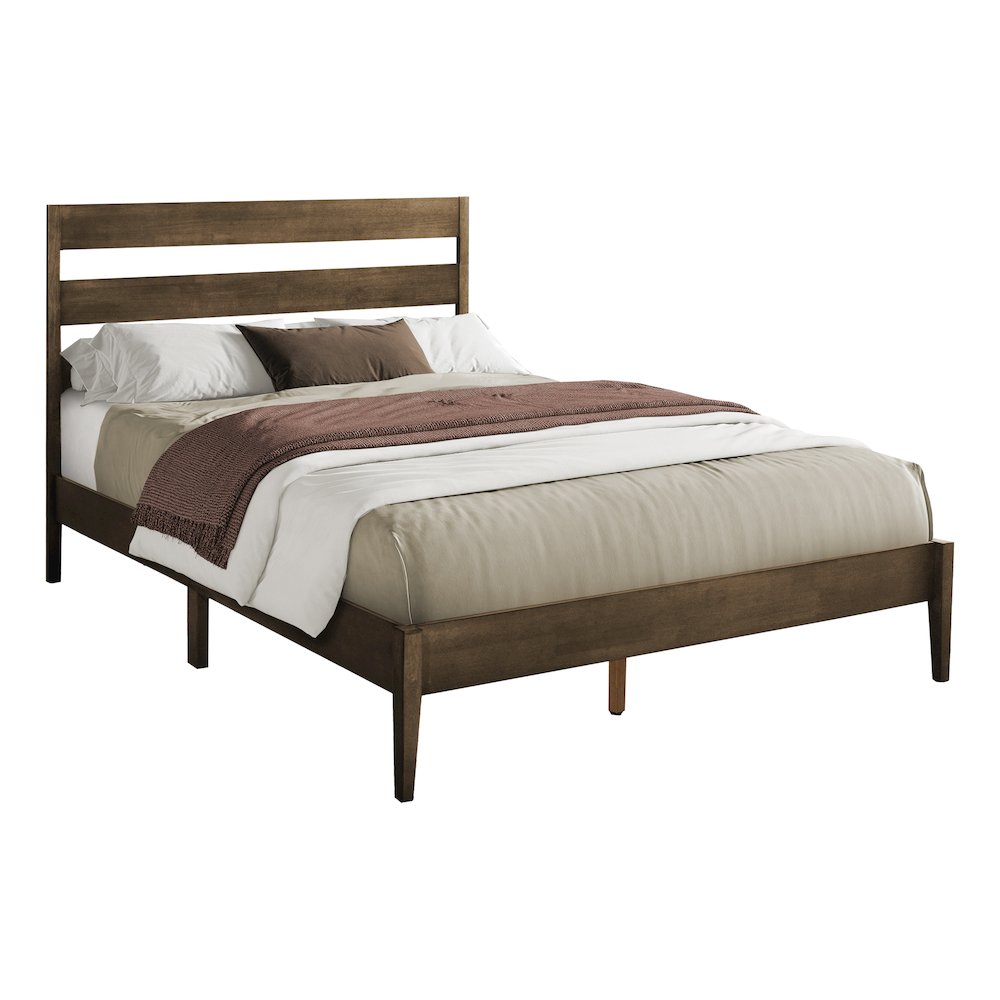 Naoki - Bed Queen Size Frame Only Platform Bed Bedroom Walnut Solid