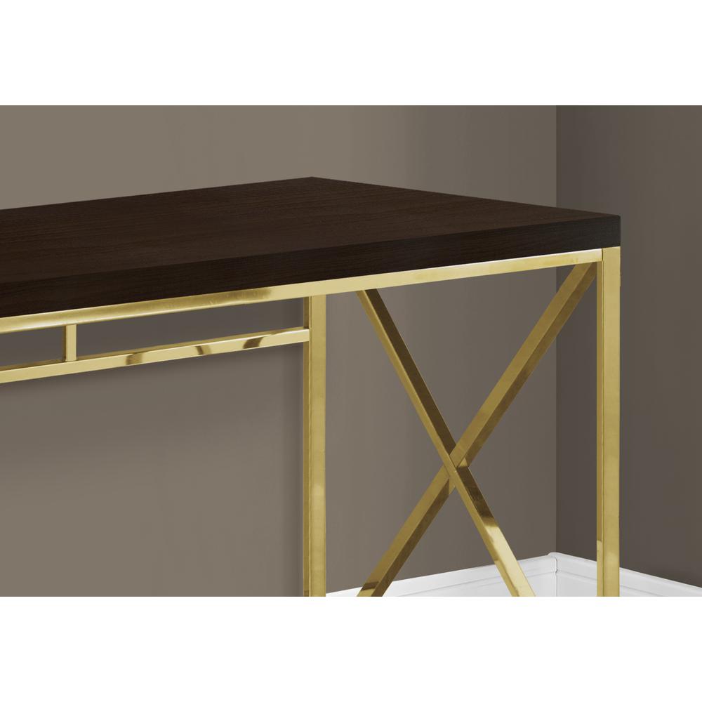 Elena - Computer Desk Home Office Laptop Work Brown Laminate Gold Metal