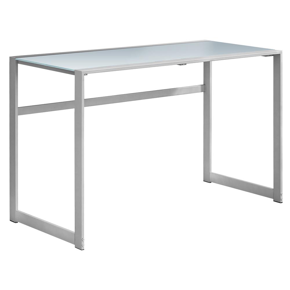 Anila - Computer Desk Home Office Laptop 48"L Work Frosted White Tempered