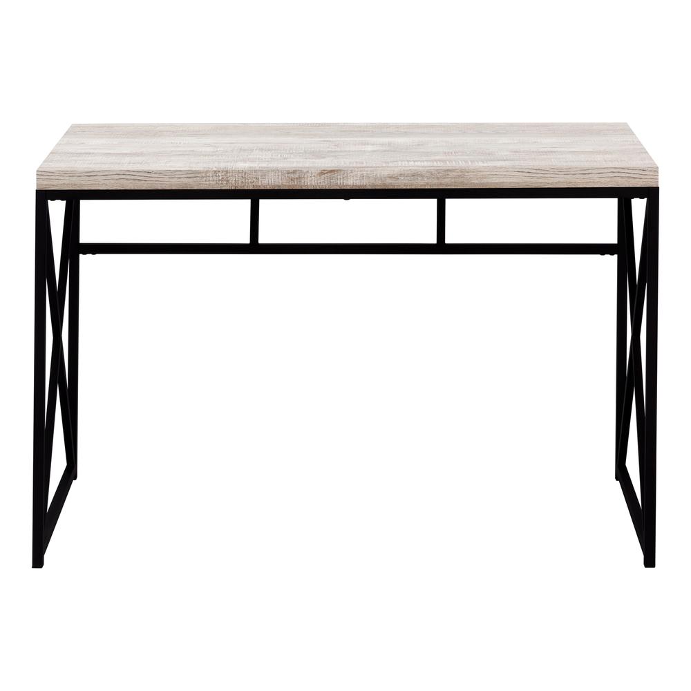 Saoka - Computer Desk Home Office Laptop Work Beige Laminate Black Metal