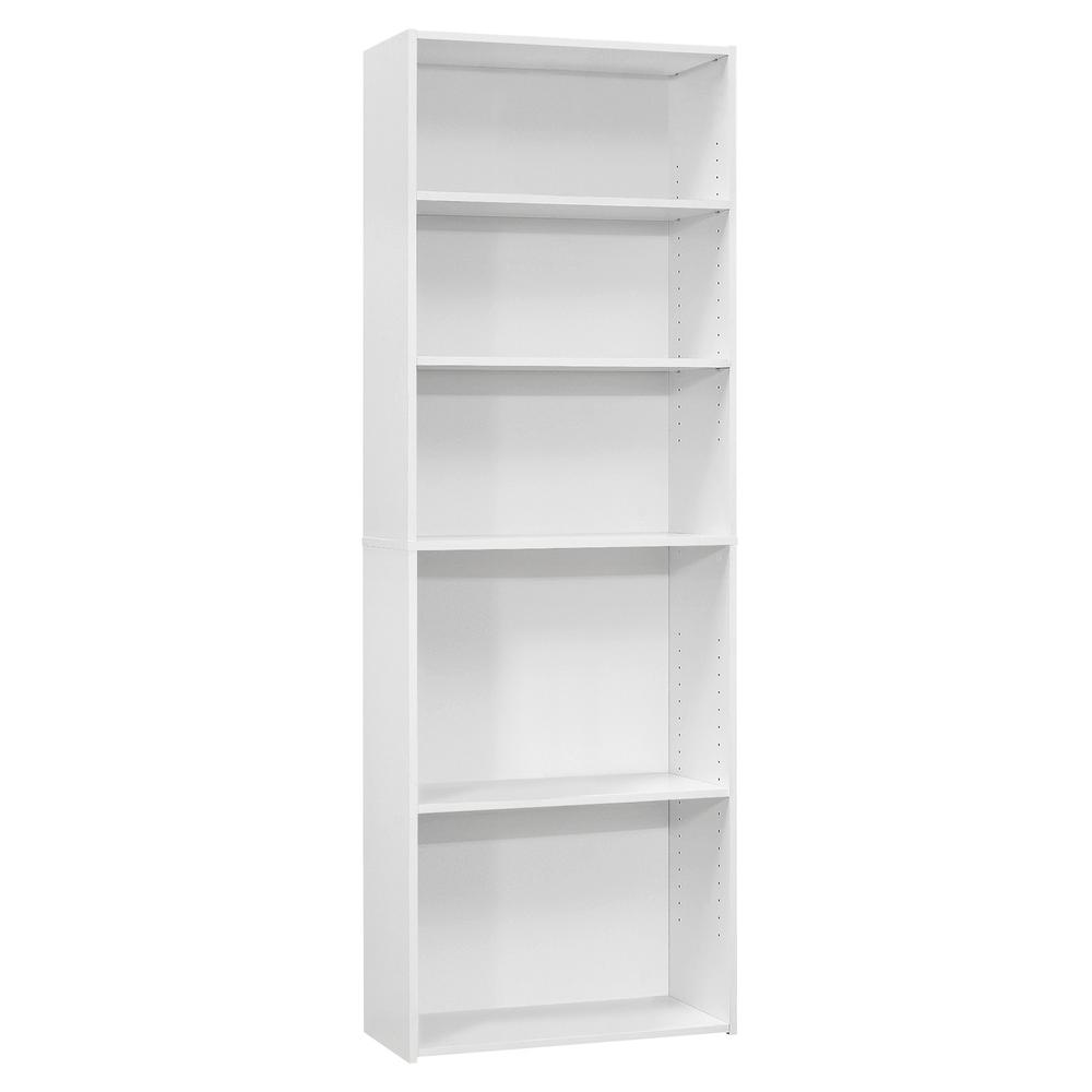 Saki - Bookshelf Bookcase 6 Tier 72"H Office Bedroom White Laminate Transitional