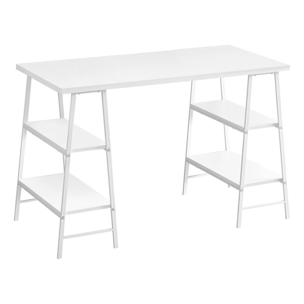 Nurten - Computer Desk Home Office Laptop Storage Shelves 48"L Work White