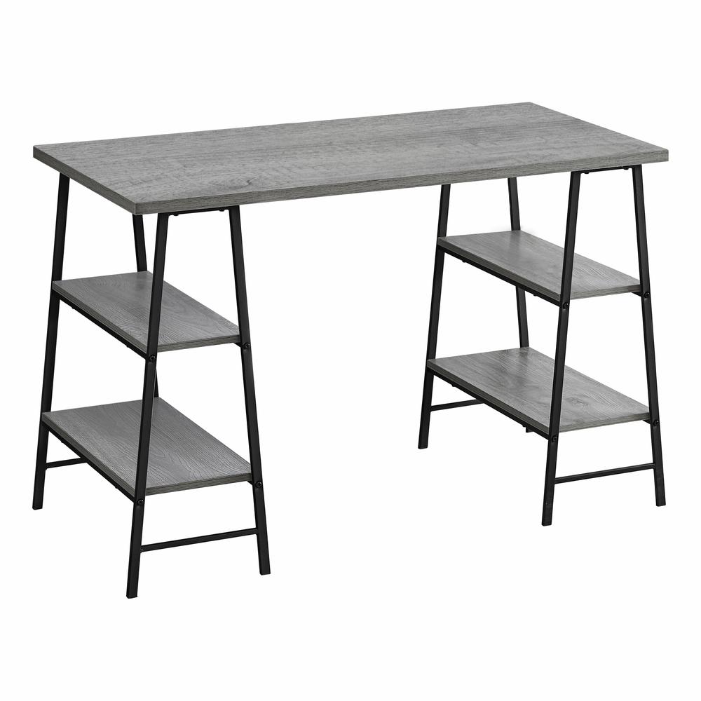 Zurich - Computer Desk Home Office Laptop Storage Shelves 48"L Work Grey