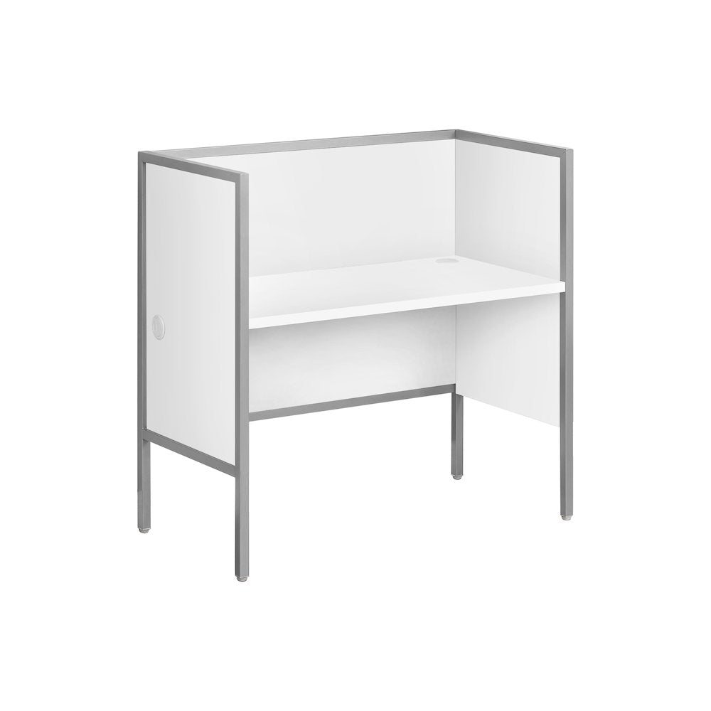 Barras - Office Cubicle 48"L Desk Work Commercial Grade White Laminate Silver