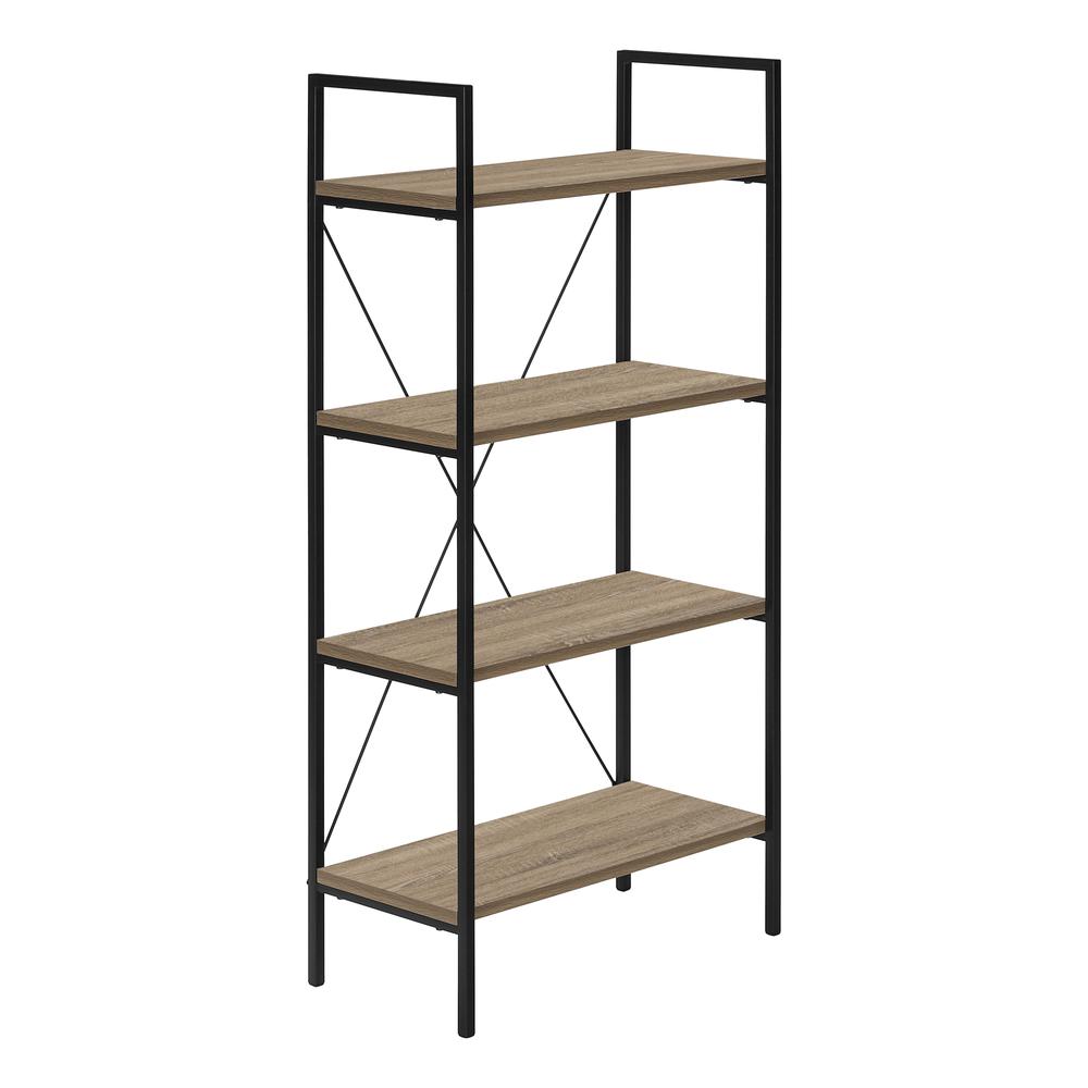 Laina - Bookshelf Bookcase 4 Tier 48"H Office Bedroom Brown Laminate Black