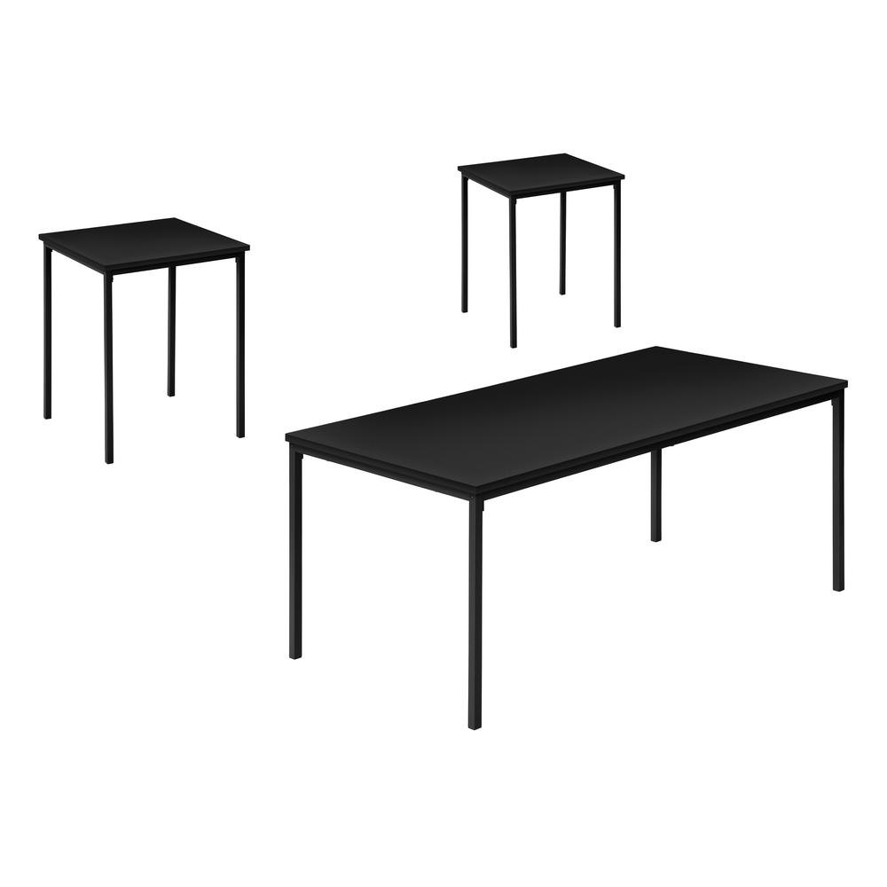 Tugera - Table Set 3pcs Set Coffee End Black Metal Black Laminate