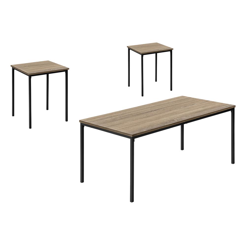 Vivan - Table Set 3pcs Set Coffee End Black Metal Dark Taupe