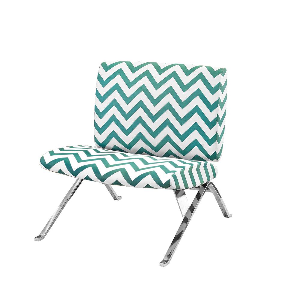 Arcelia - Accent Chair Upholstered Living Room Bedroom Green Fabric Chrome Metal