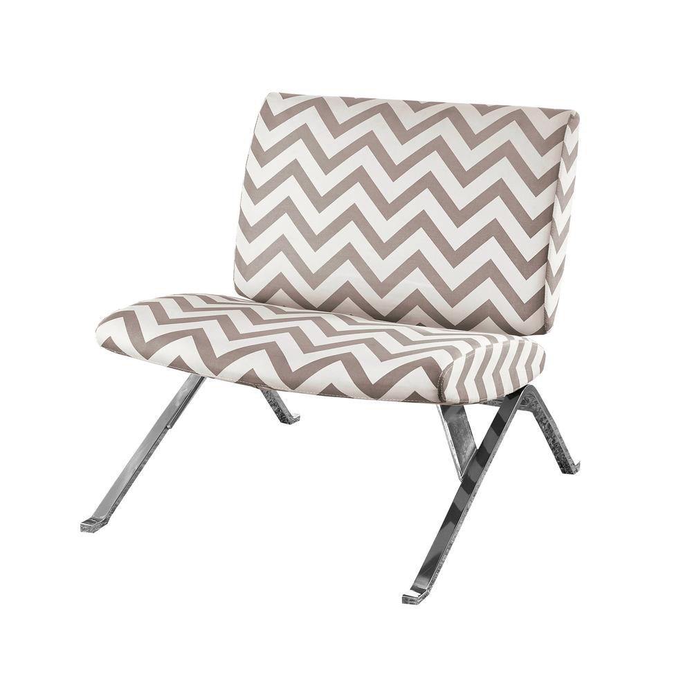 Lochlan - Accent Chair Upholstered Living Room Bedroom Brown Fabric Chrome Metal