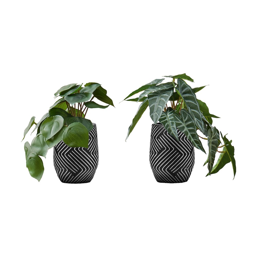 Elitia - Artificial Plant 8" Tall Alocasia Indoor Faux Fake Table Greenery