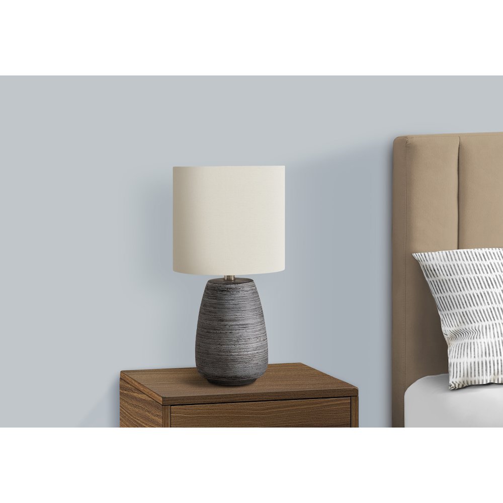 Devika - Lighting 19"H Table Lamp Grey Ceramic Ivory / Cream Shade