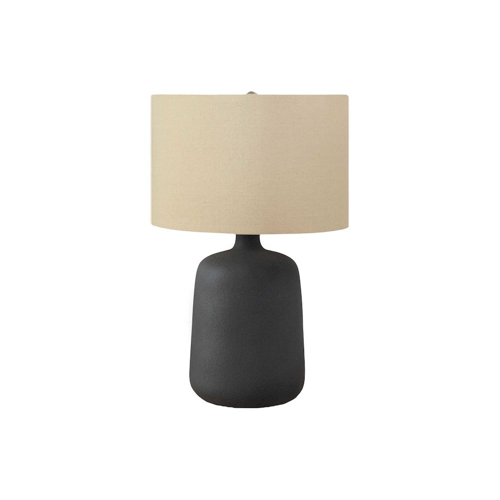 Utari - Lighting 24"H Table Lamp Black Ceramic Beige Shade Contemporary