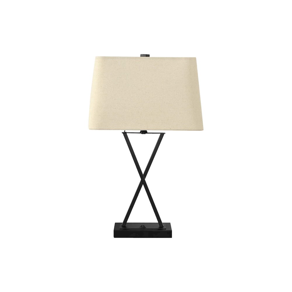 Nequiel - Lighting 25"H Table Lamp Usb Port Included Black Metal Beige