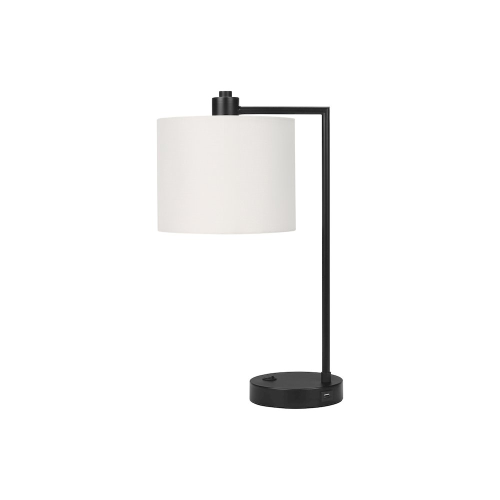 Dulcet - Lighting 19"H Table Lamp Usb Port Included Black Metal Ivory