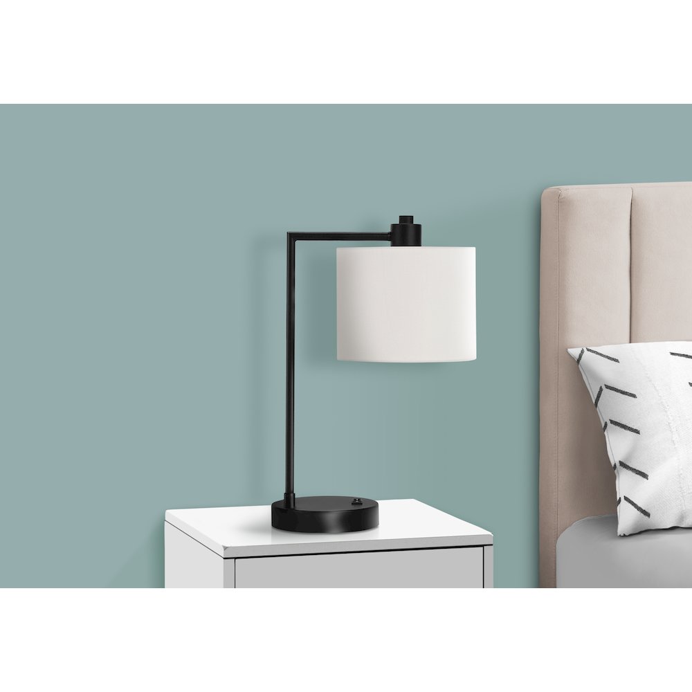 Dulcet - Lighting 19"H Table Lamp Usb Port Included Black Metal Ivory