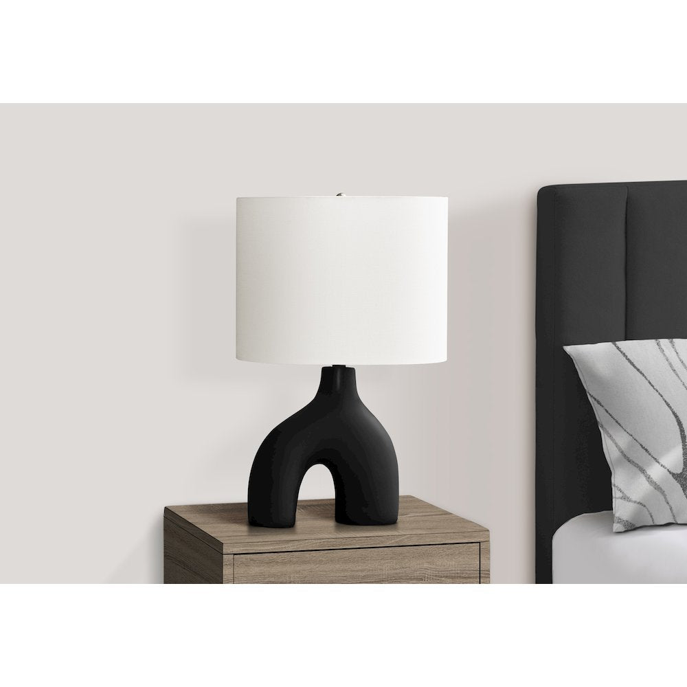 Paloma - Lighting 25"H Table Lamp Black Ceramic Ivory / Cream Shade