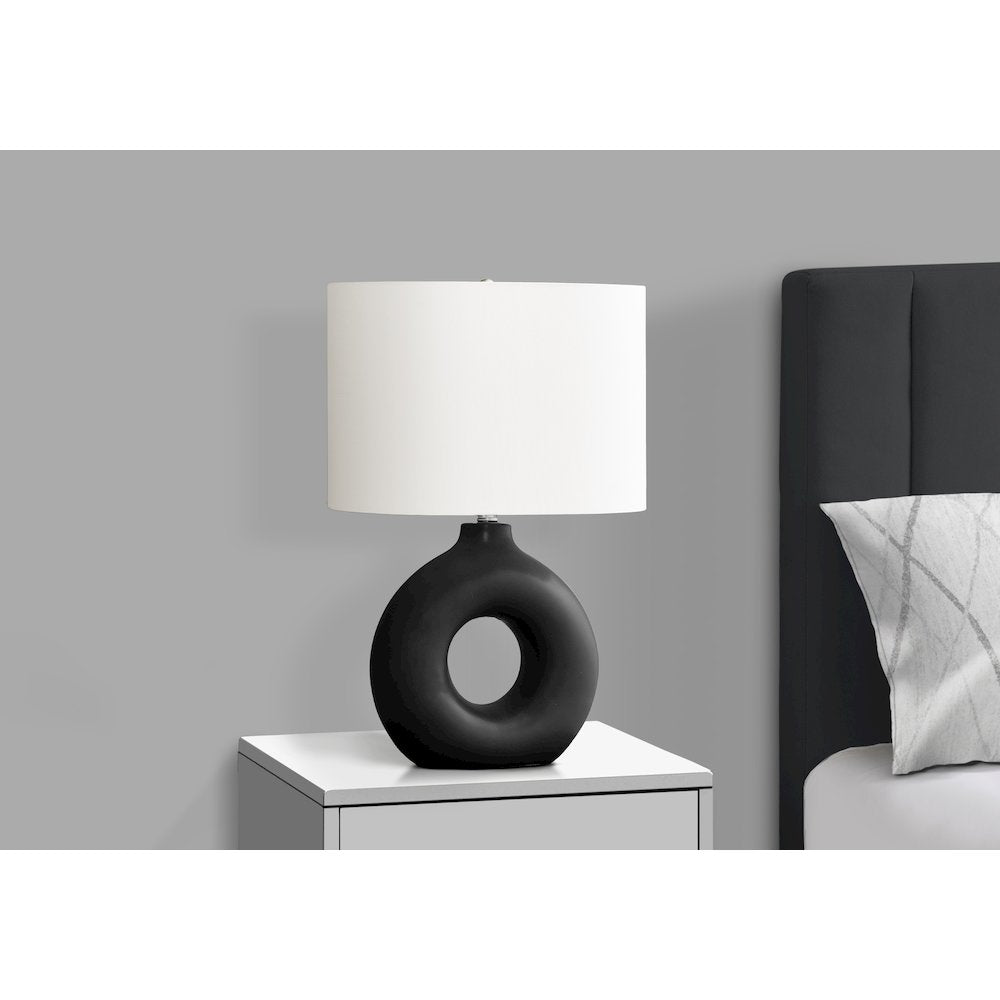 Isley - Lighting 24"H Table Lamp Black Ceramic Ivory / Cream Shade