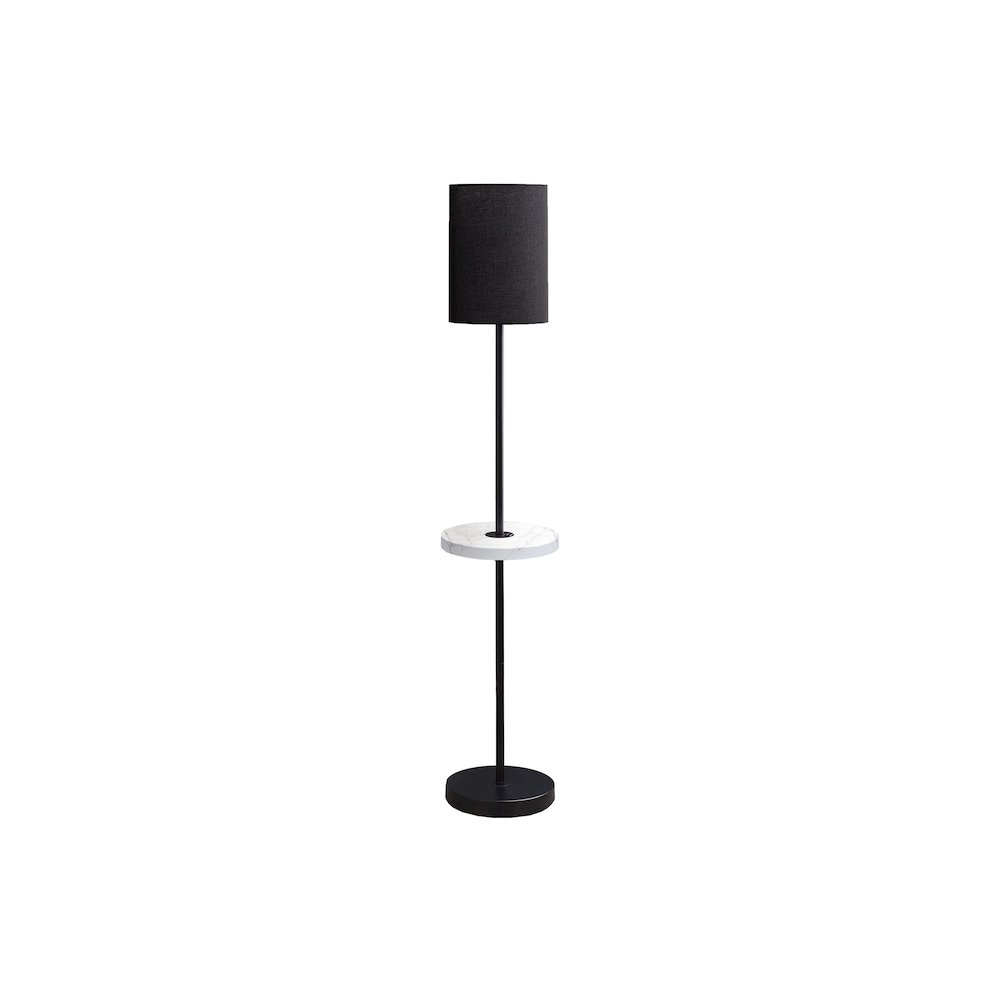 Thatcher - Lighting 62"H Floor Lamp Usb Port Included Black Metal White