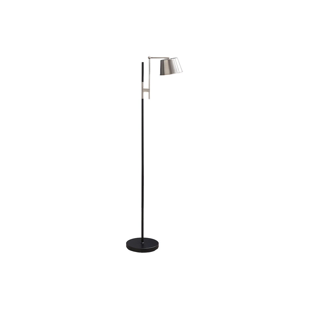 Tabanan - Lighting 65"H Floor Lamp Black Metal Nickel Shade Contemporary