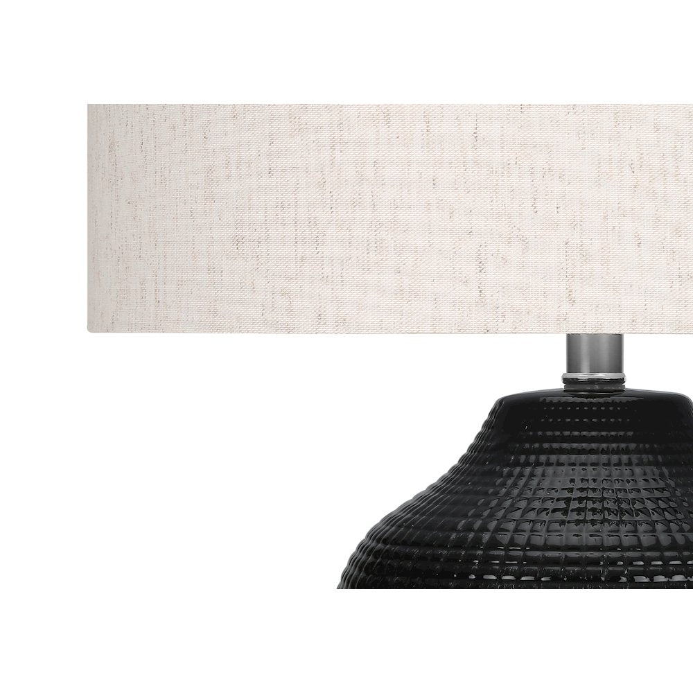 Acelynn - Lighting 26"H Table Lamp Black Ceramic Ivory / Cream Shade