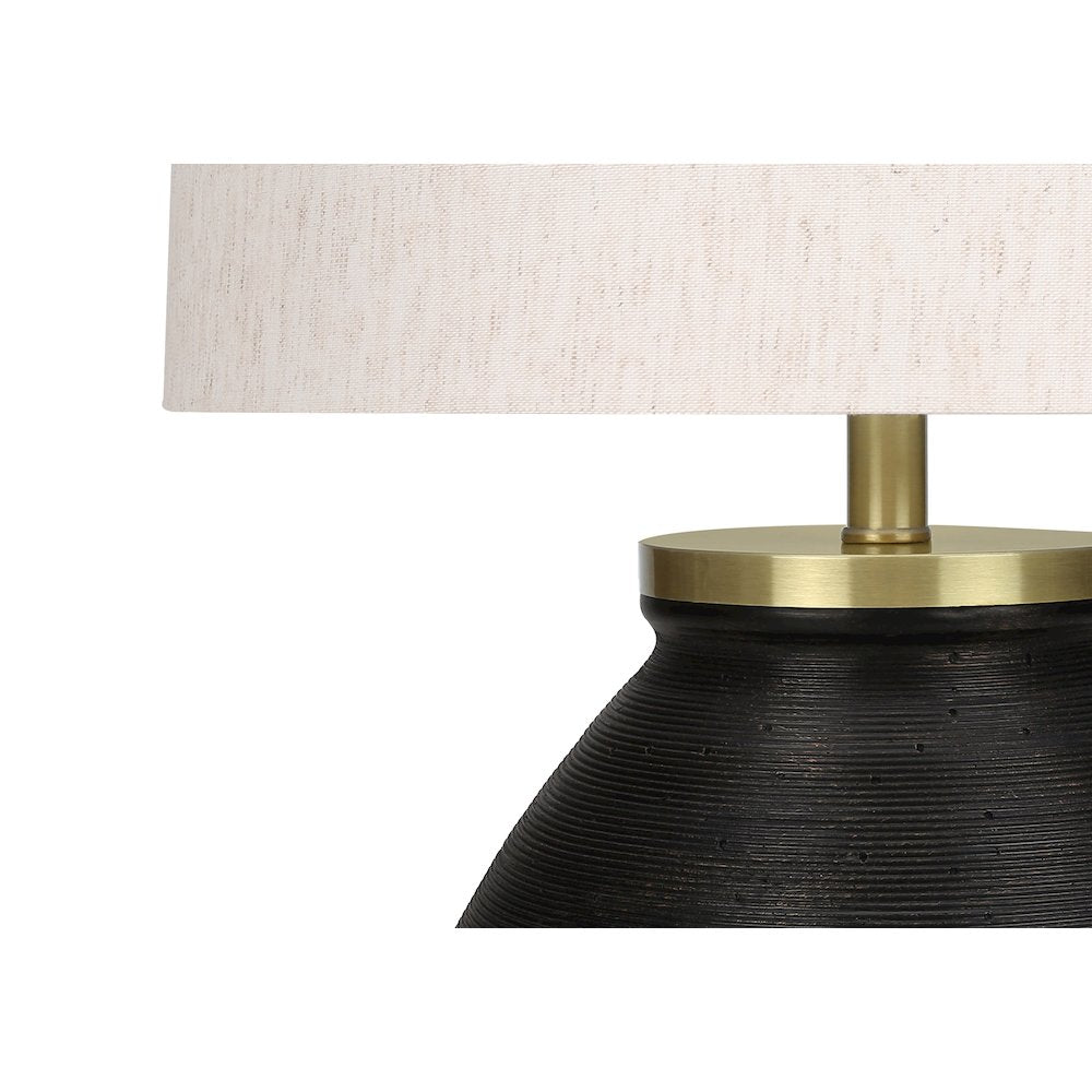 Rosina - Lighting 25"H Table Lamp Black Concrete Ivory / Cream Shade